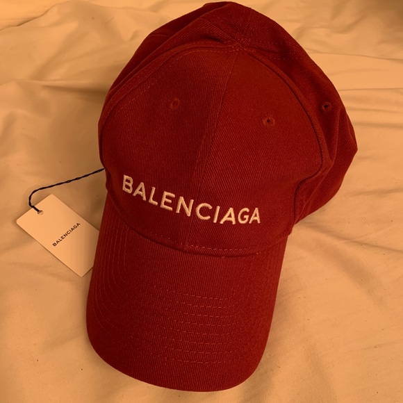 Balenciaga Accessories - Balenciaga Bordeaux New Logo Baseball Cap